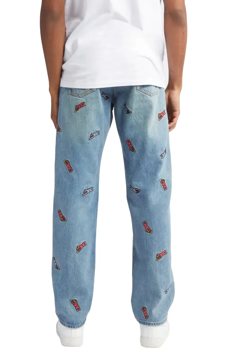 ICECREAM All Caps Embroidered Jeans, Strawberry Fit