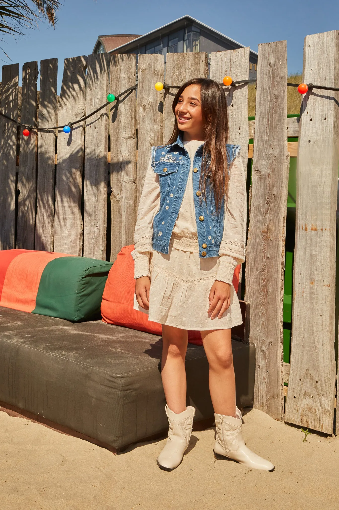 Indian Blue Jeans Denim Gilet Embroidery