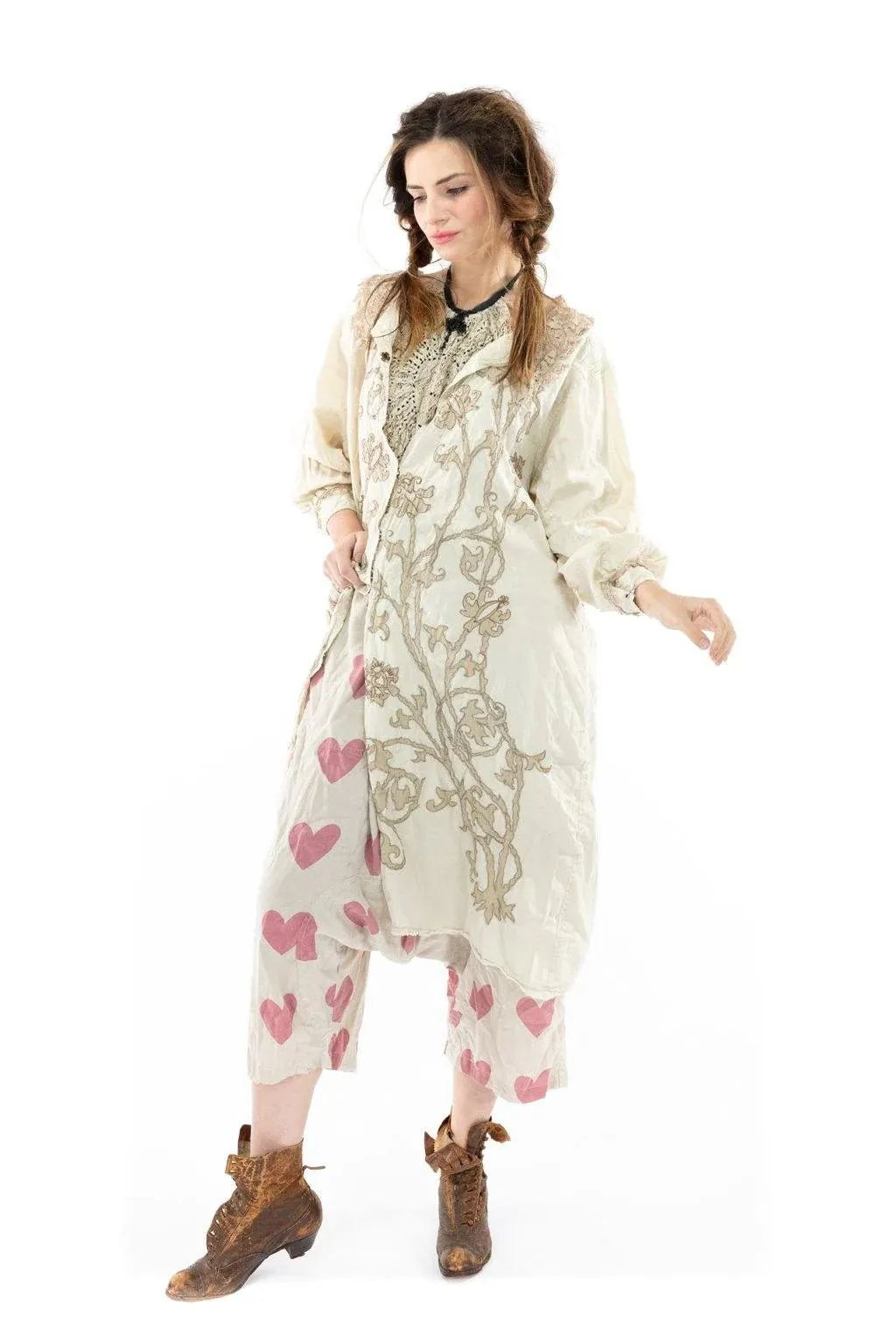 Jacket 504 - Leola Embroidered Smock Coat  - Moonlight