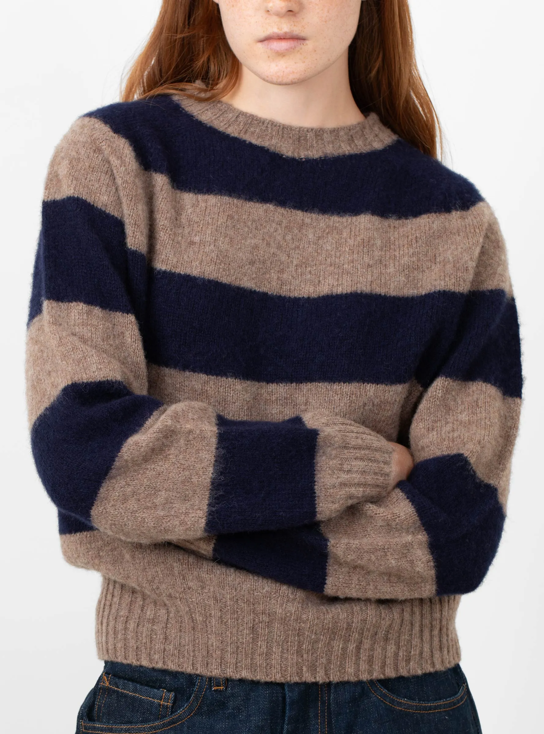 Jets Stripe Crew Knit Navy Stripe