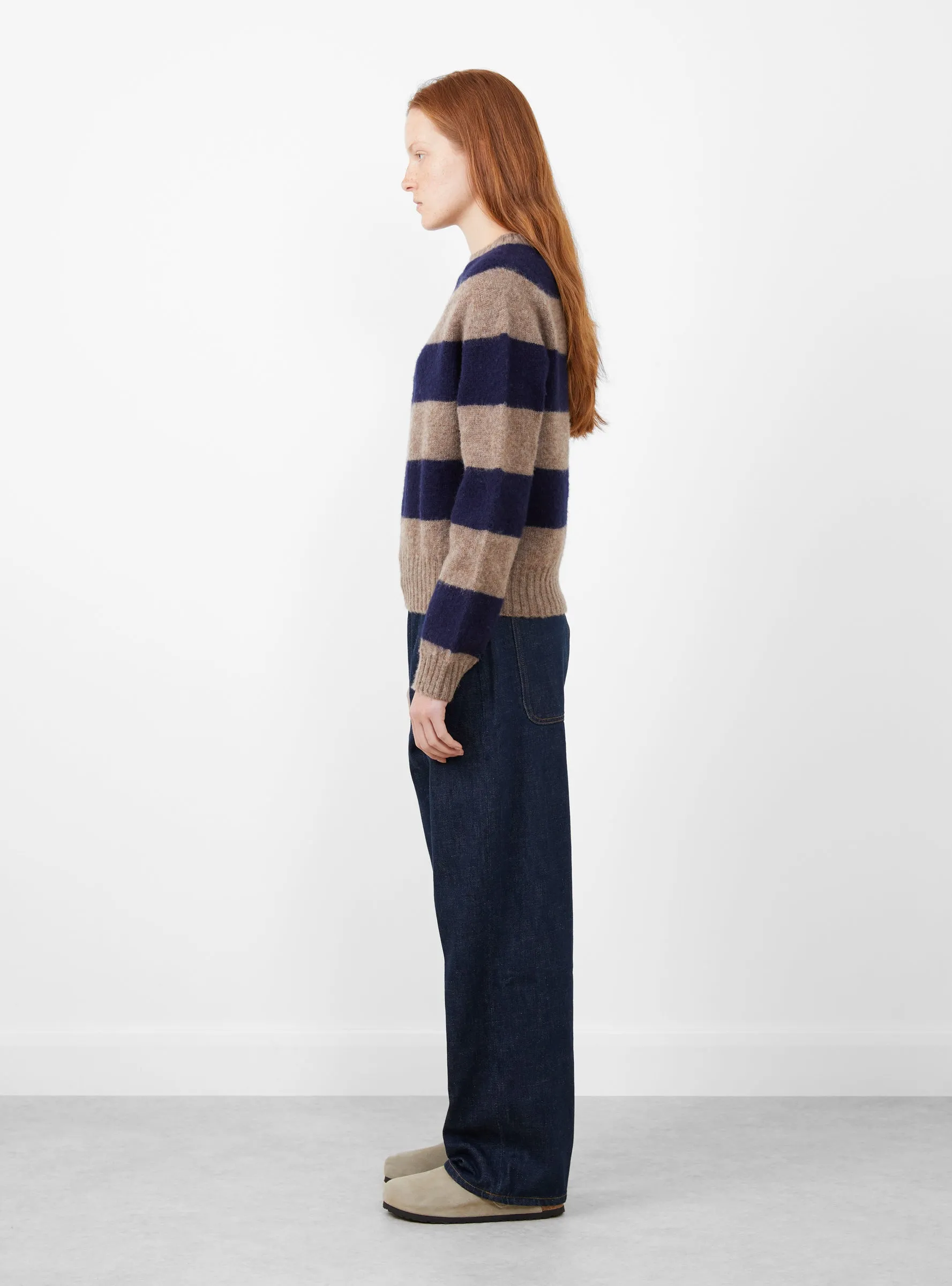 Jets Stripe Crew Knit Navy Stripe