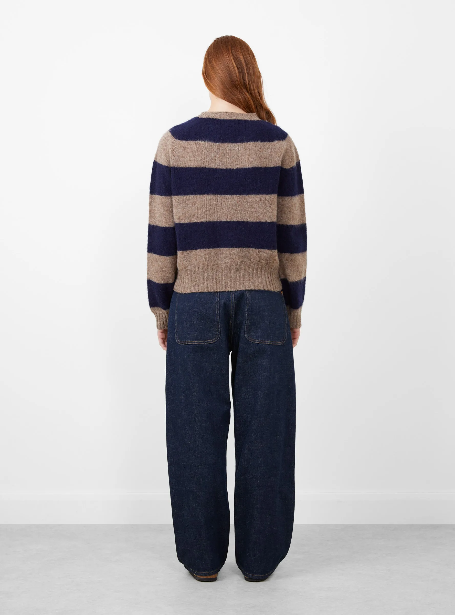 Jets Stripe Crew Knit Navy Stripe