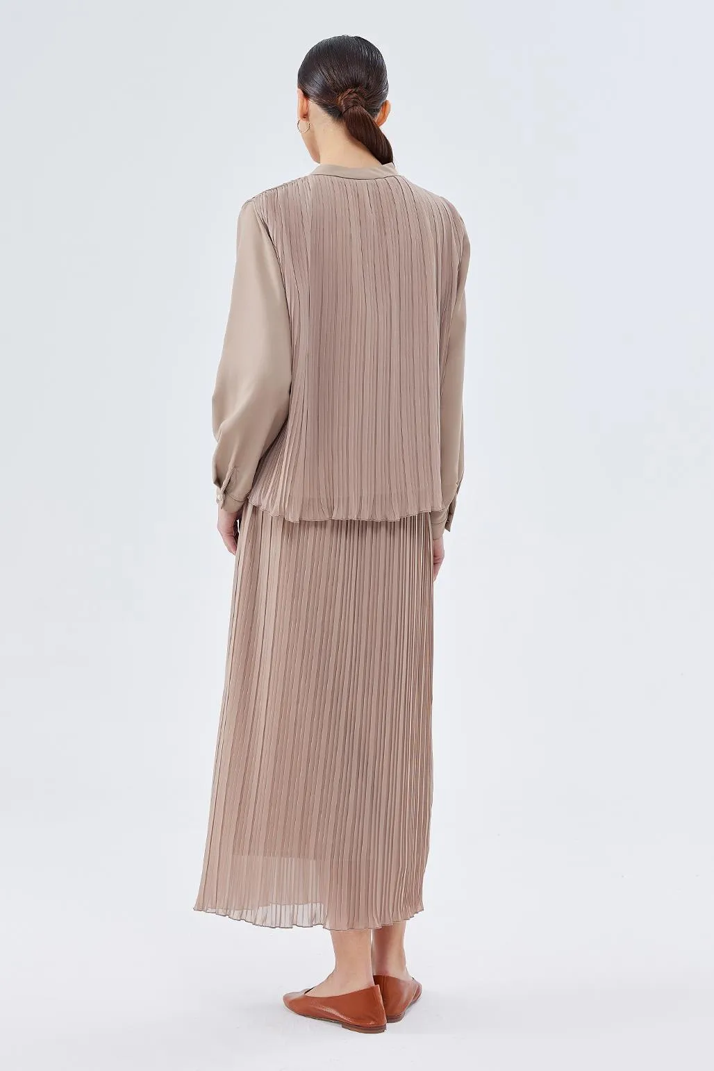 Julia Pleated Detailed Tunic Skirt Mink