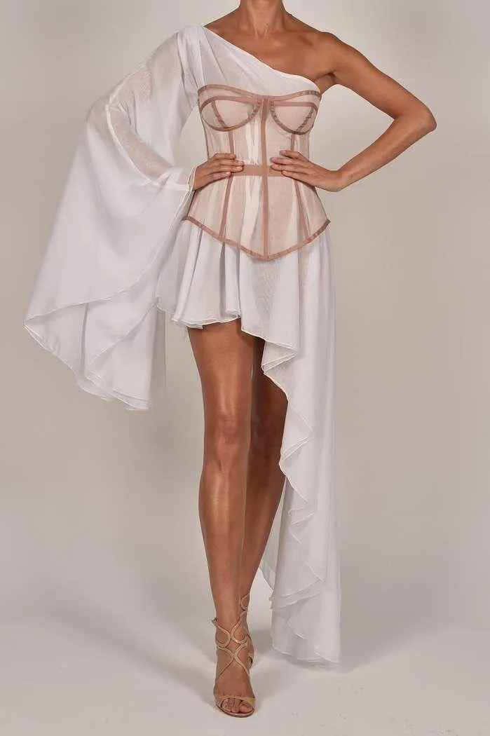 KittenAlarm - Khloe Chiffon Girdle Floral Print Dress