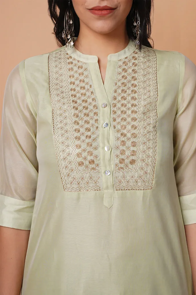 Leafy Chanderi  Kurta