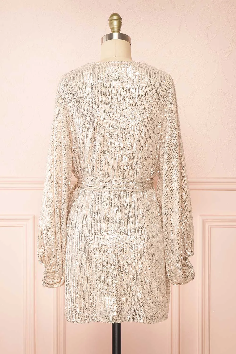 Leanie | Short Sequin Wrap Dress w/ Belt