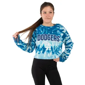 Los Angeles Dodgers MLB Womens Tie-Dye Rush Cropped Sweater