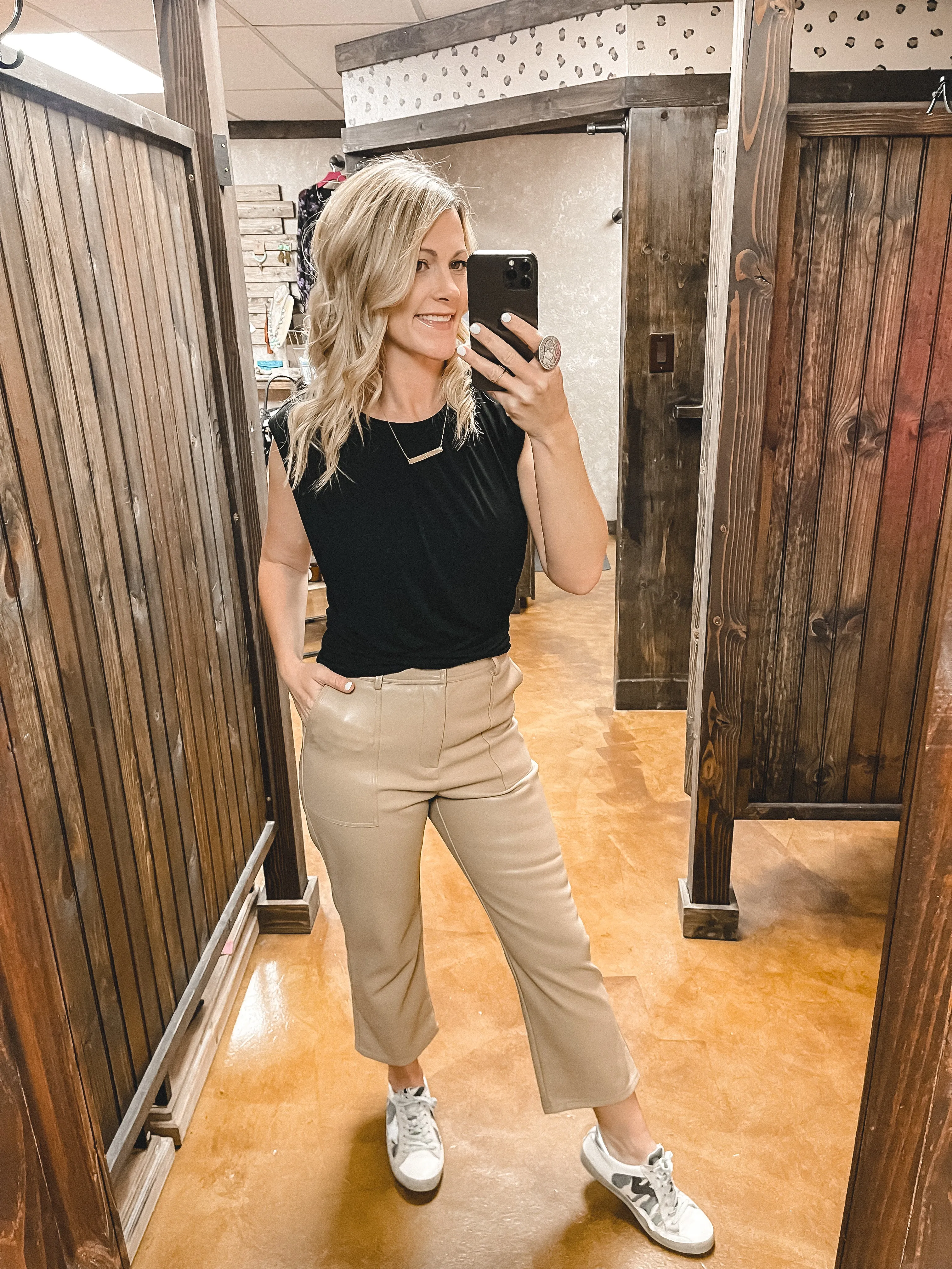 Lucy Paris Jennifer Faux Leather Pants Tan