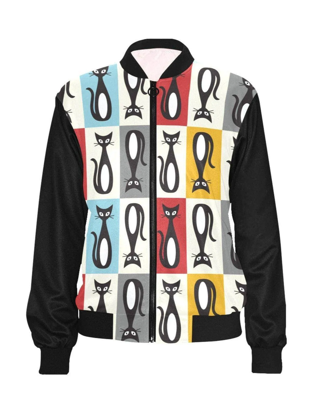 Mid Century Modern Cats Womens Bomber Jacket