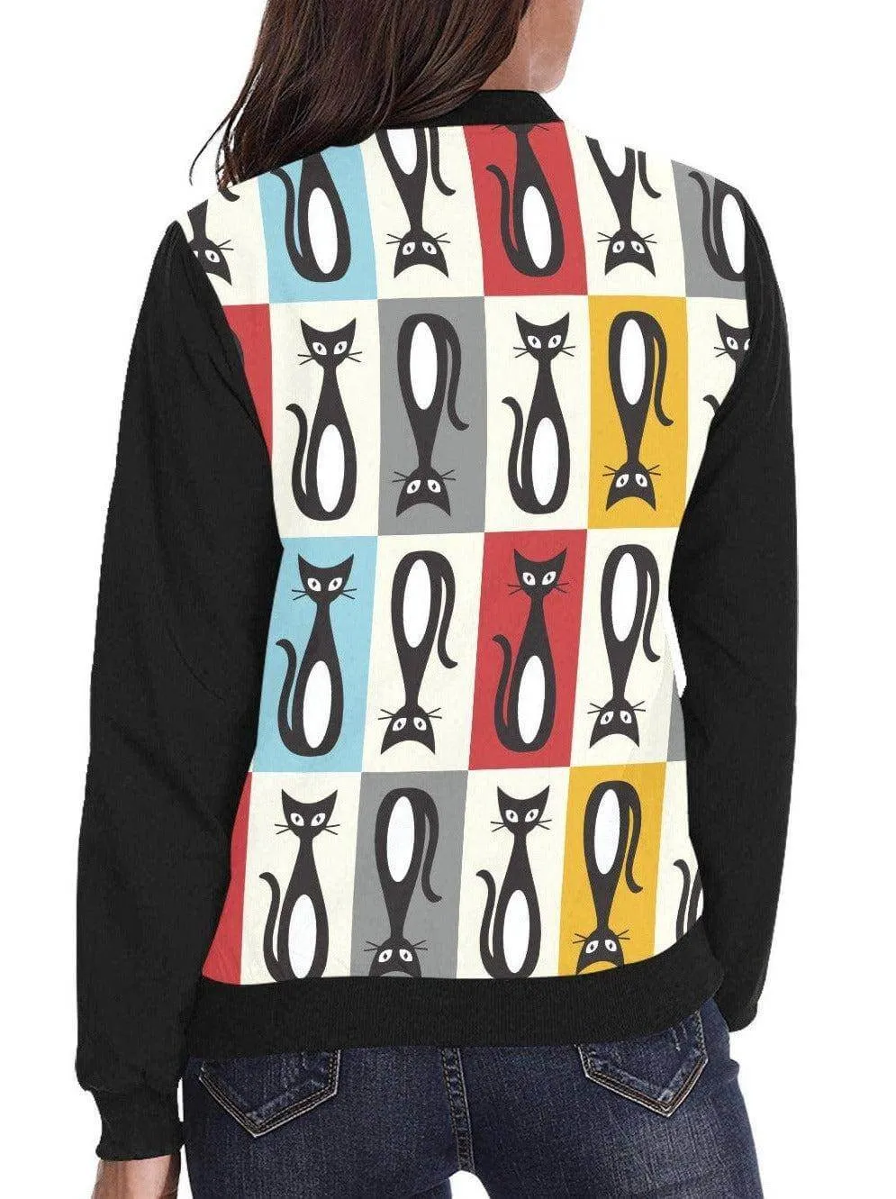 Mid Century Modern Cats Womens Bomber Jacket