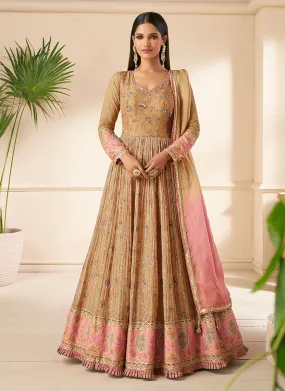 Misty Yellow Multi Embroidery Traditional Georgette Anarkali Gown