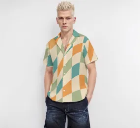 Multicolor Checker Shirt Men, Checker Top Men, Abstract Shirt, Retro Shirt Men, 80s 90s inspired shirt, Vintage Style Shirt, Summer Shirt