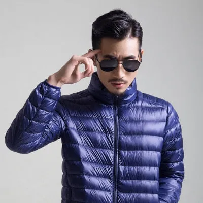 new lightweight portable down jacket men's stand collar winter coat