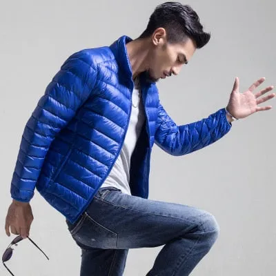 new lightweight portable down jacket men's stand collar winter coat