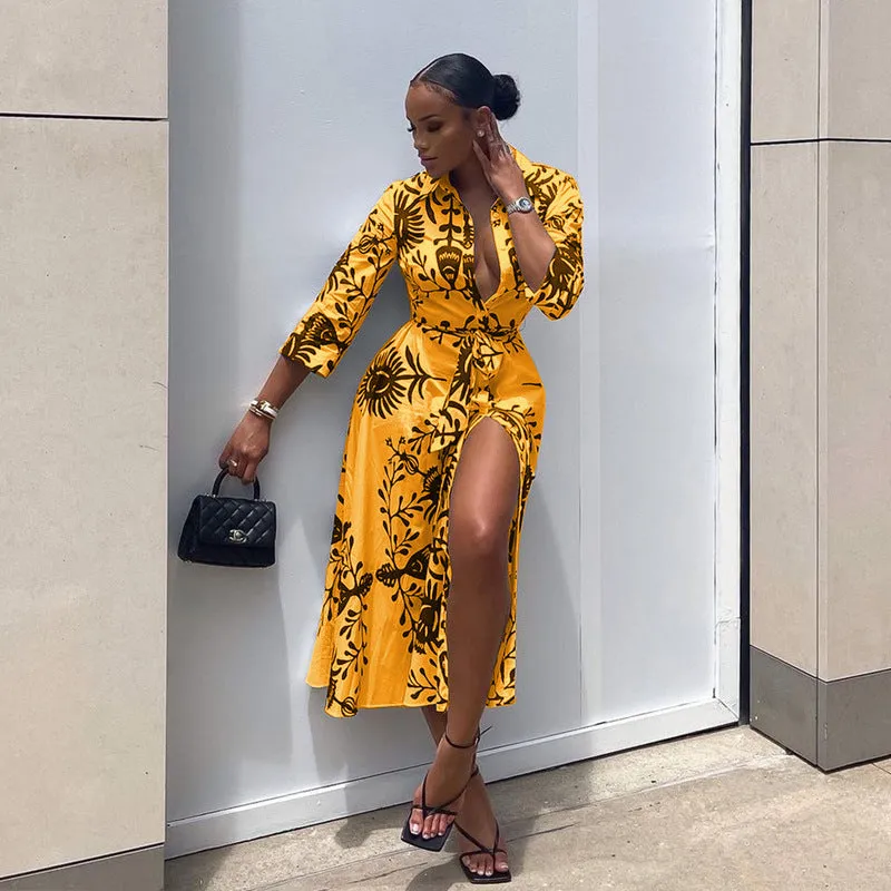 Pretty Printed Split Dress - Culture Heaven Special