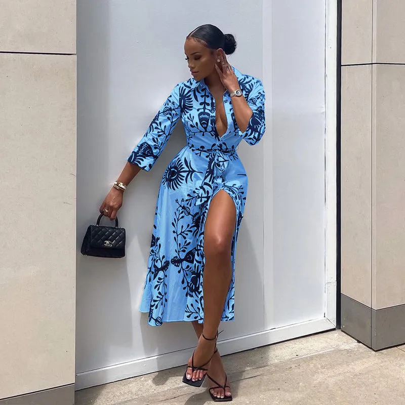 Pretty Printed Split Dress - Culture Heaven Special