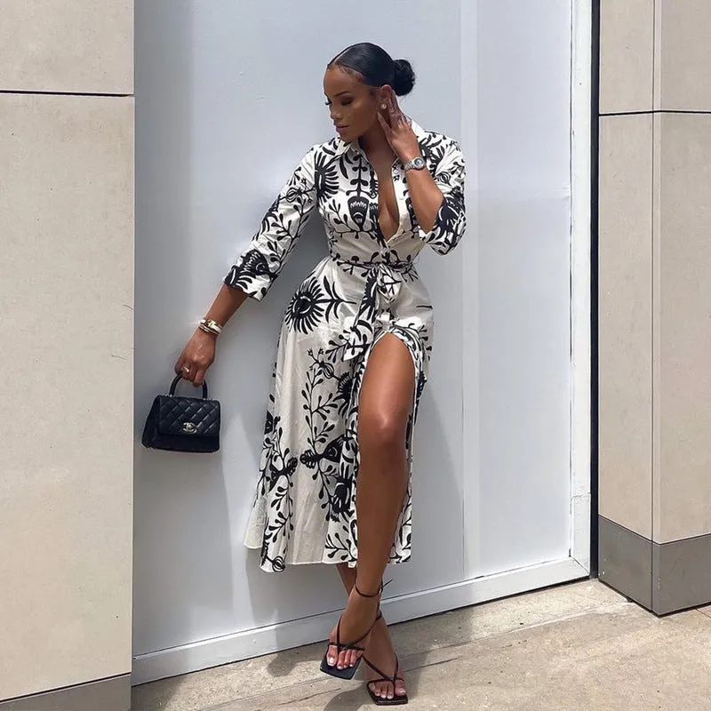Pretty Printed Split Dress - Culture Heaven Special