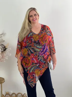 Quill Fire Floral Evening Top