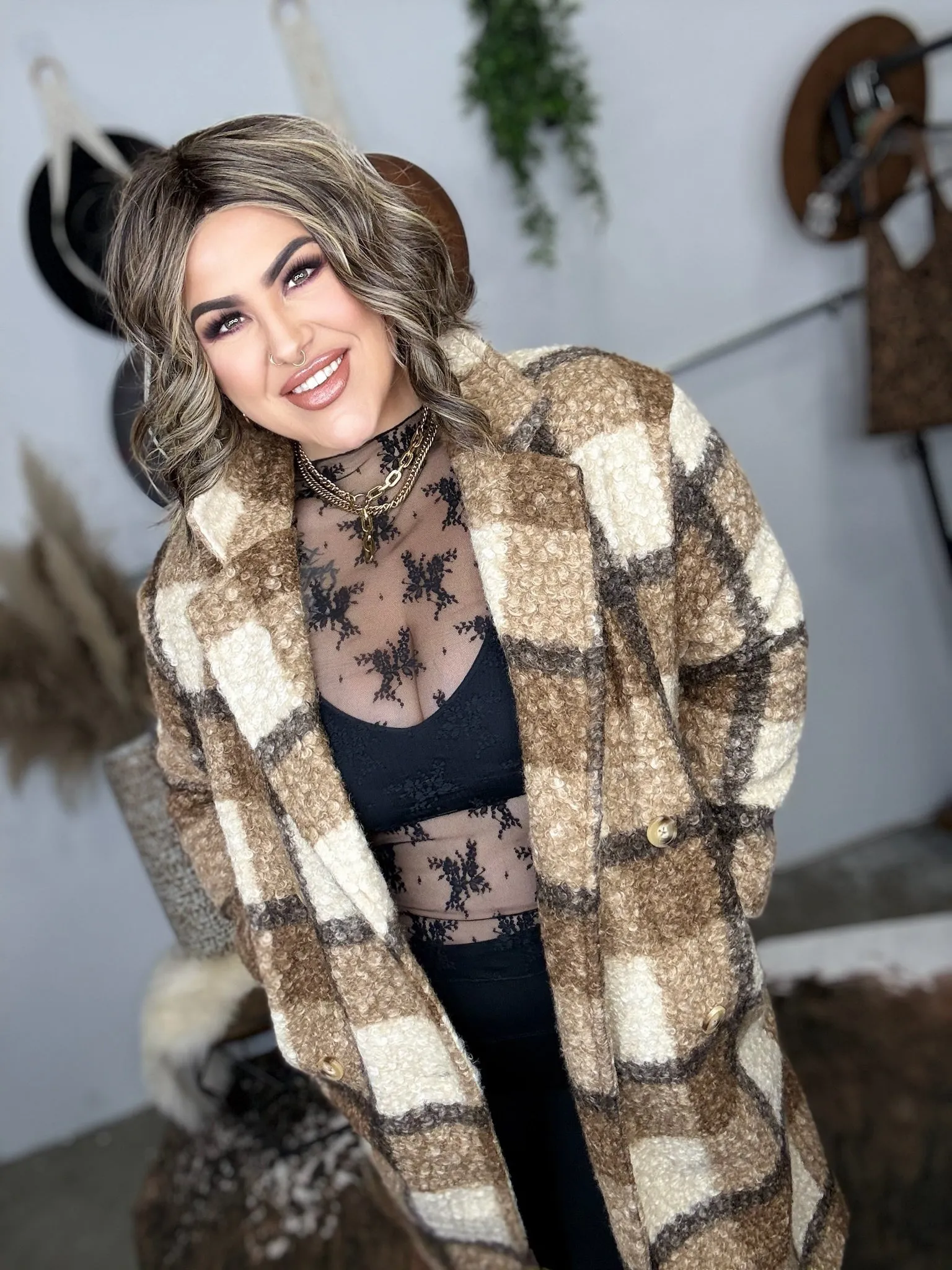 Renley Fuzzy Button-Down Coat
