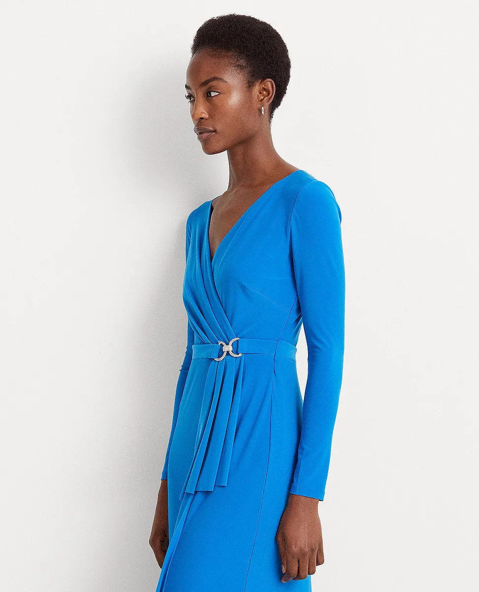 Ruffle-Trim Jersey Gown In Blue