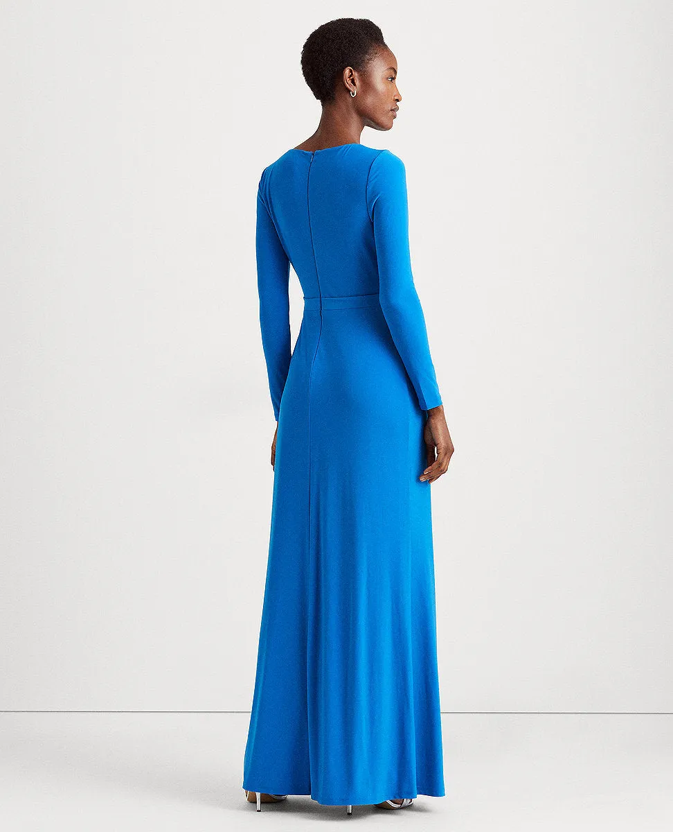Ruffle-Trim Jersey Gown In Blue