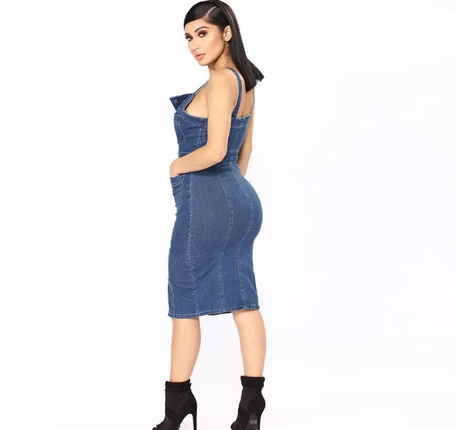 She's Here Blue Jean Dress - Culture Heaven Special