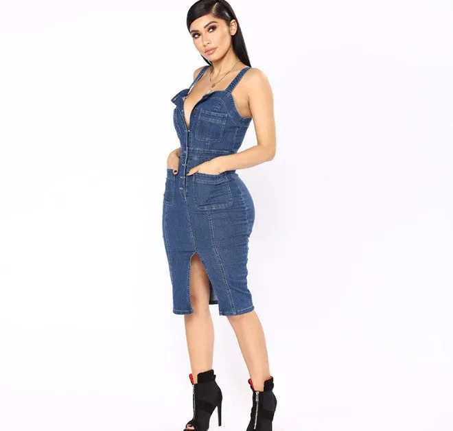 She's Here Blue Jean Dress - Culture Heaven Special