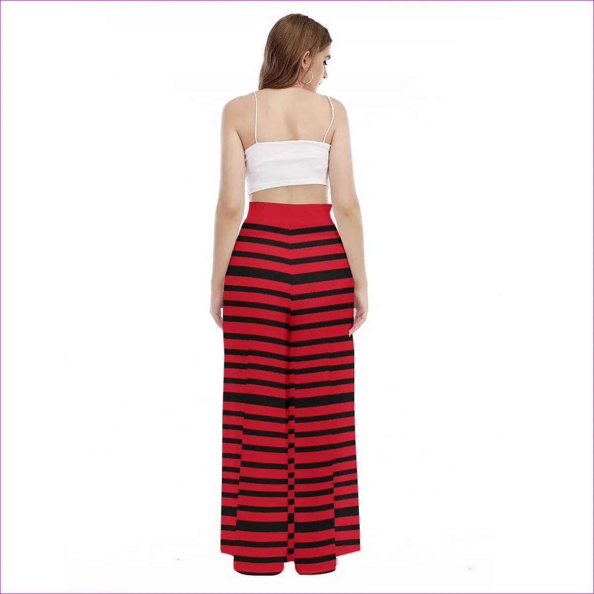 Striped Women's High Waist Wide Leg Trousers