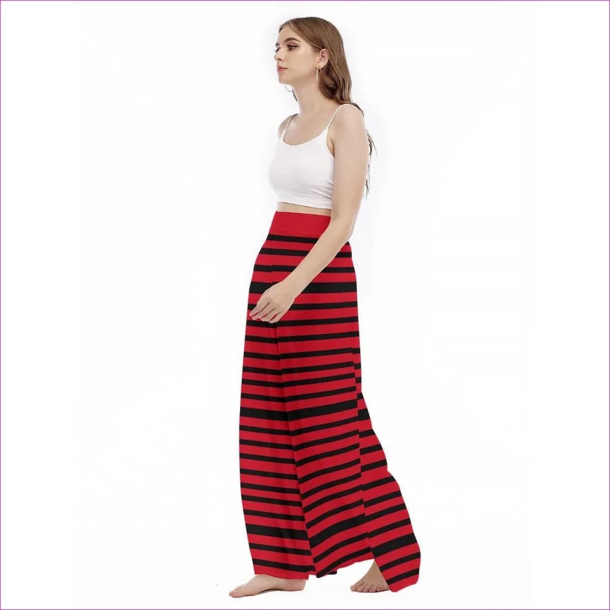 Striped Women's High Waist Wide Leg Trousers