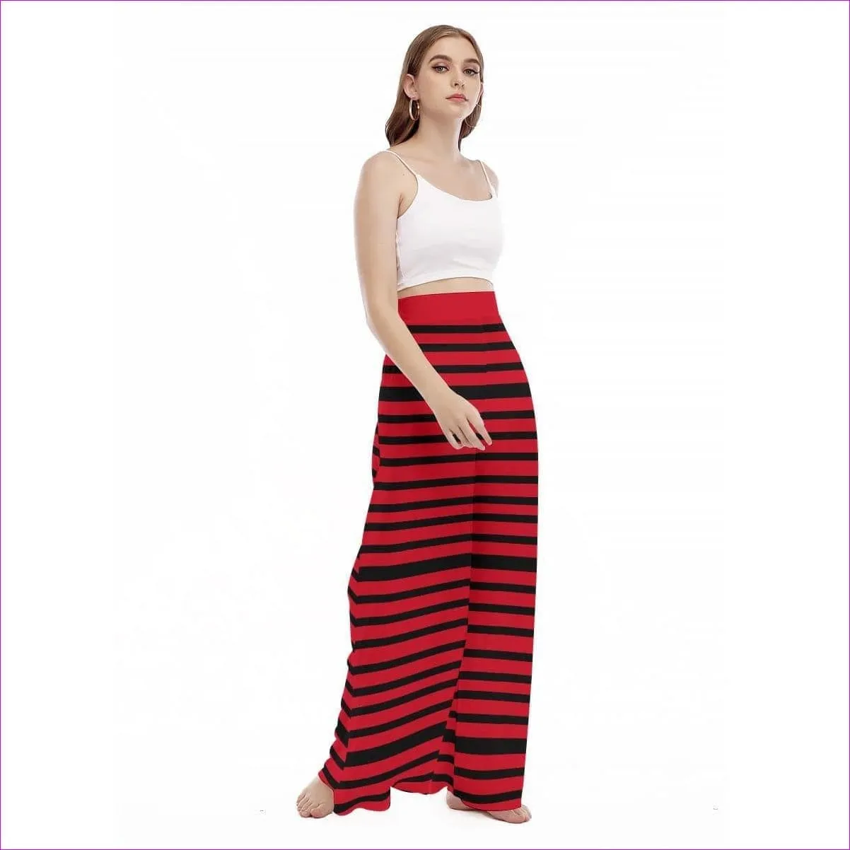 Striped Women's High Waist Wide Leg Trousers