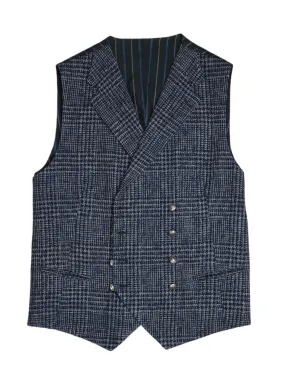 Tagliatore - Navy/Blue Glen Check DB. Waistcoat 52