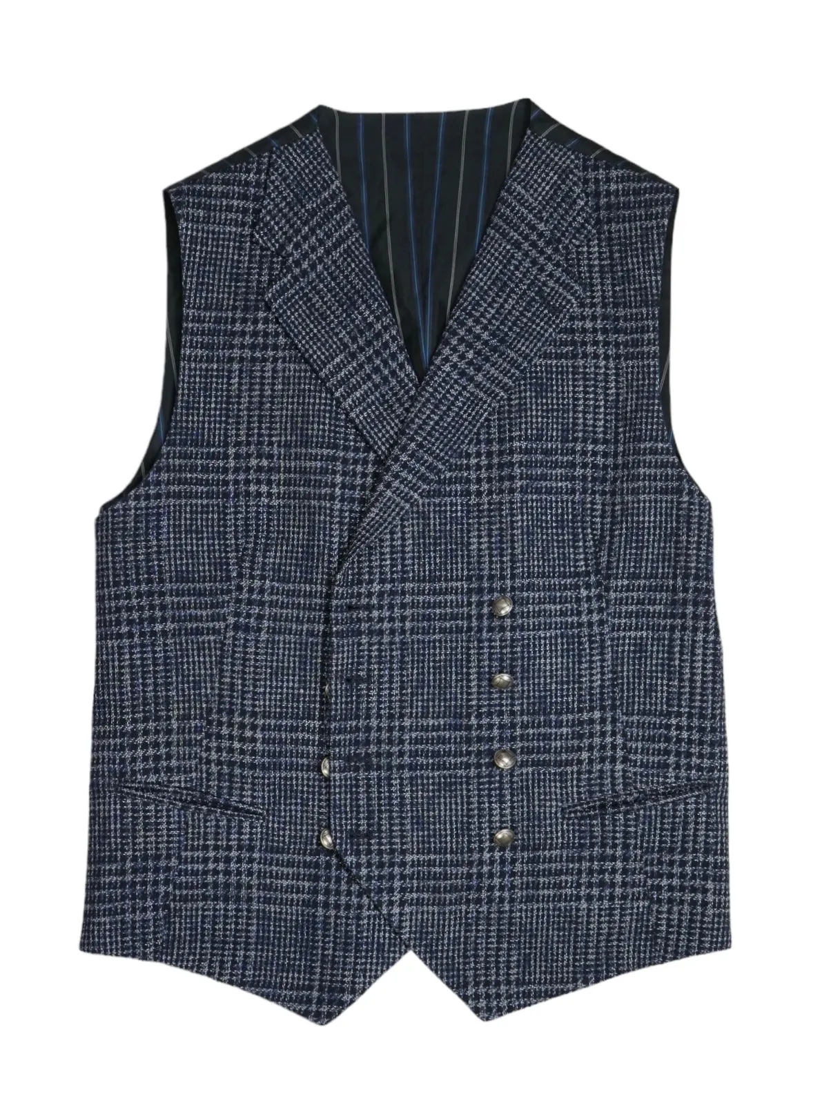 Tagliatore - Navy/Blue Glen Check DB. Waistcoat 52