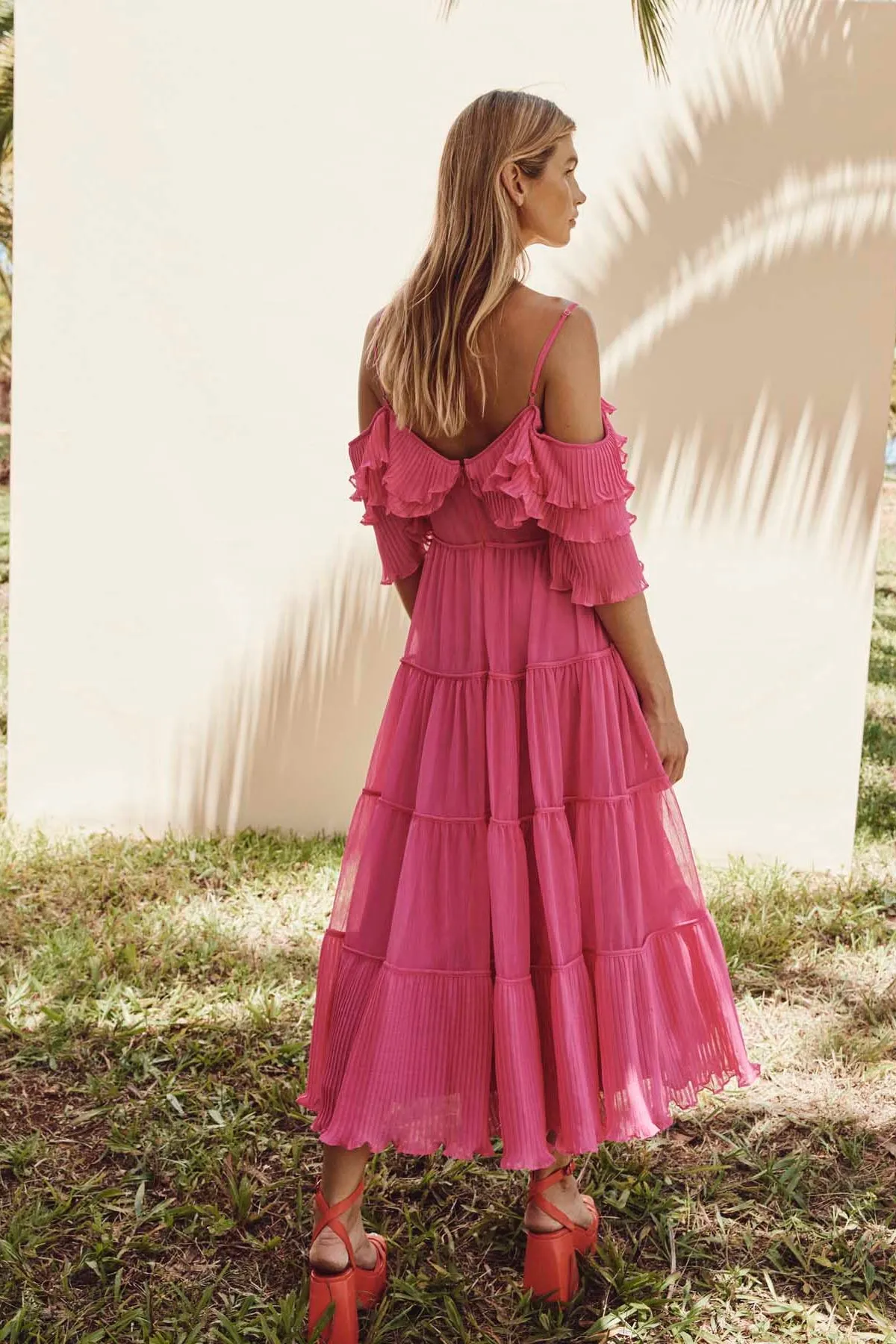 Talulah Cosmos Midi Dress - Rosella Pink