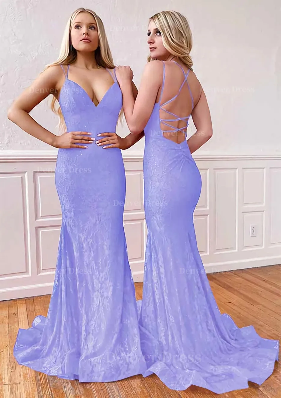 Trumpet/Mermaid Sleeveless Sweep Train Lace Prom Dress With Pleated