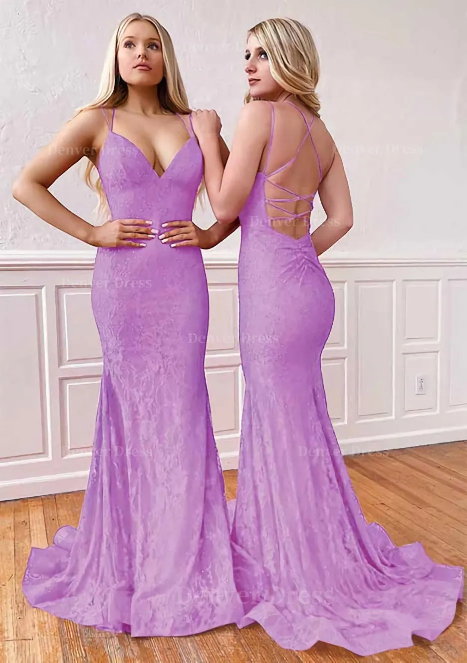 Trumpet/Mermaid Sleeveless Sweep Train Lace Prom Dress With Pleated