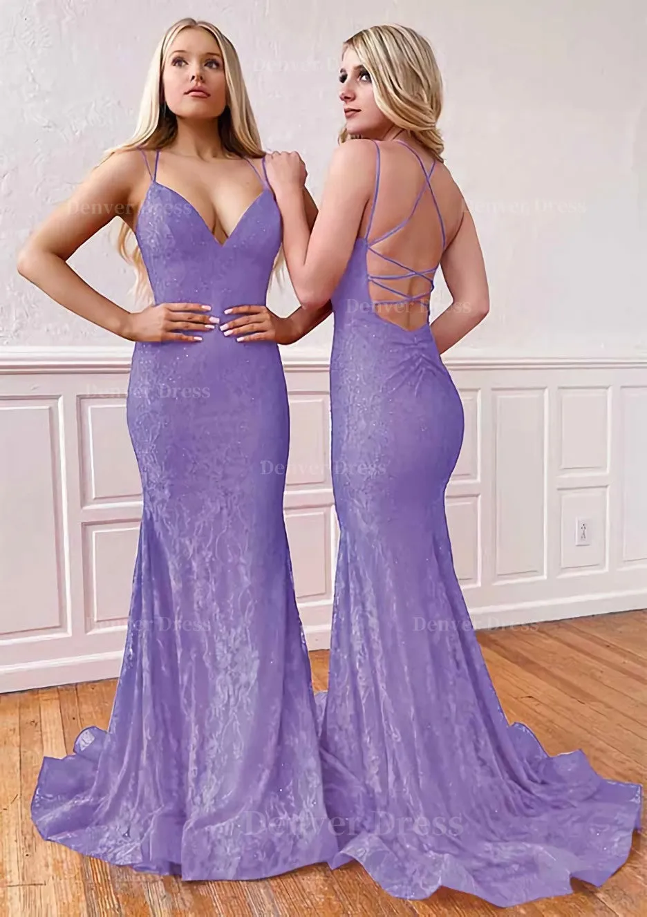 Trumpet/Mermaid Sleeveless Sweep Train Lace Prom Dress With Pleated
