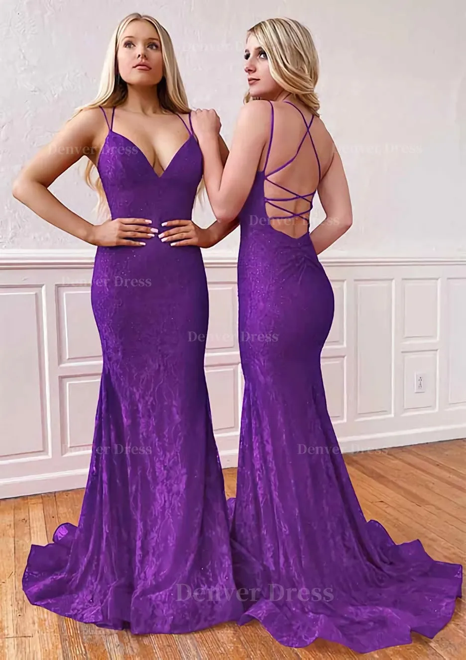Trumpet/Mermaid Sleeveless Sweep Train Lace Prom Dress With Pleated