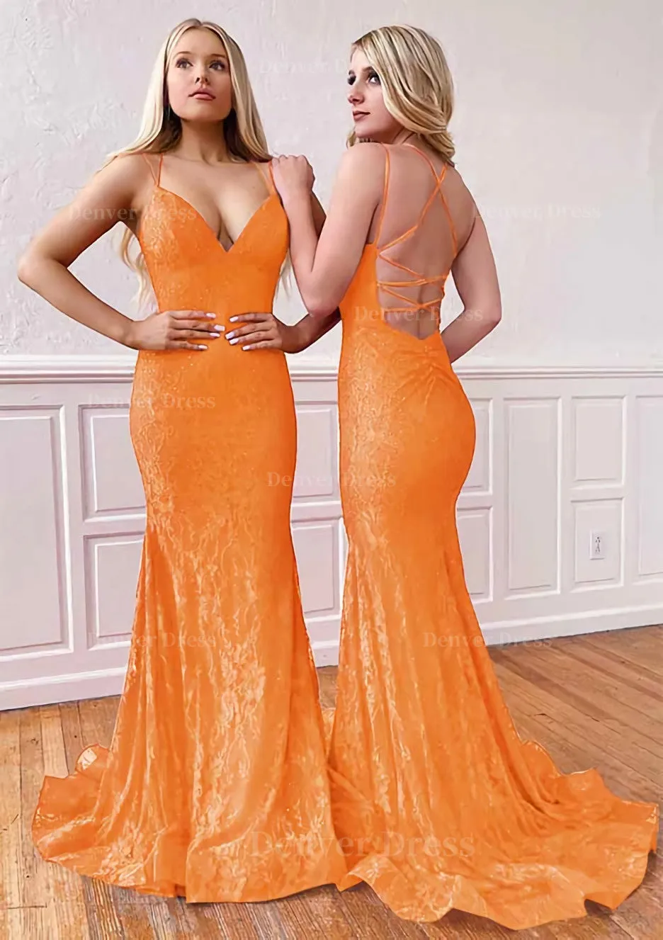 Trumpet/Mermaid Sleeveless Sweep Train Lace Prom Dress With Pleated
