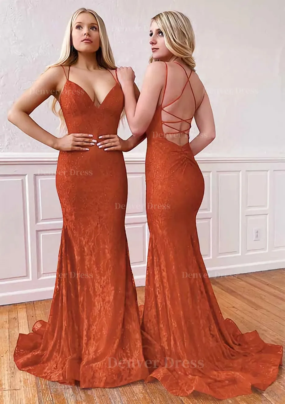 Trumpet/Mermaid Sleeveless Sweep Train Lace Prom Dress With Pleated
