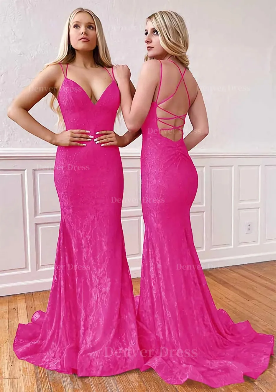 Trumpet/Mermaid Sleeveless Sweep Train Lace Prom Dress With Pleated