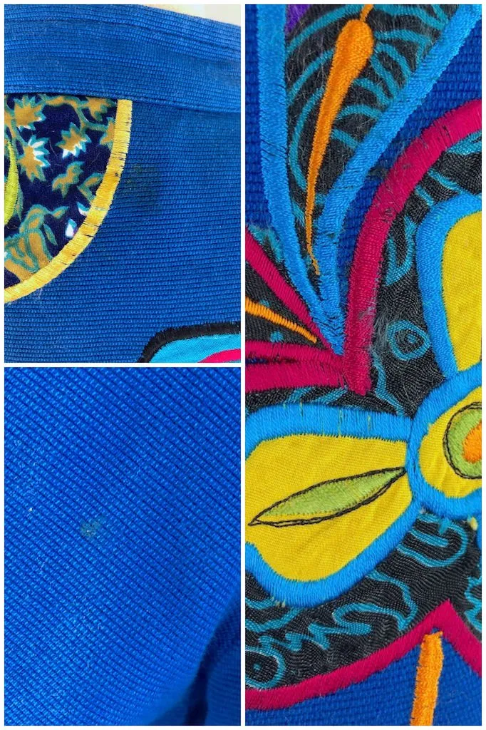 Vintage Royal Blue Applique Jacket