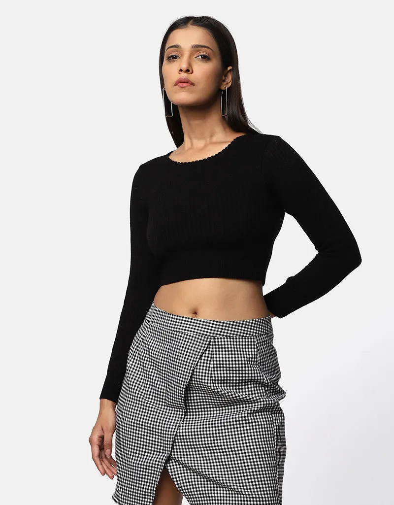 Women Winter Round Neck Crop Top
