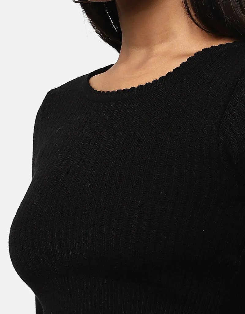 Women Winter Round Neck Crop Top