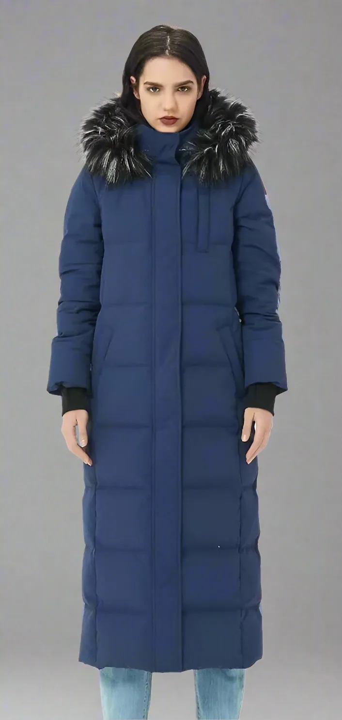 Women's Thickened Down Jacket Winter Warm Down Coat - Minzare, New - Navy Blue, Size S