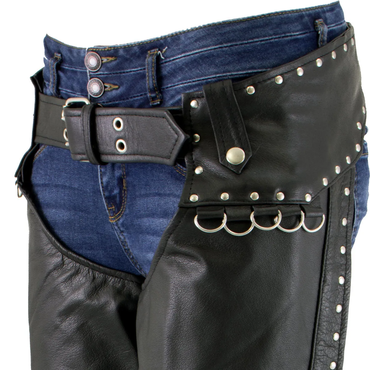 Xelement XS7590 Women's 'Riveted' Classic Black Leather Motorcycle