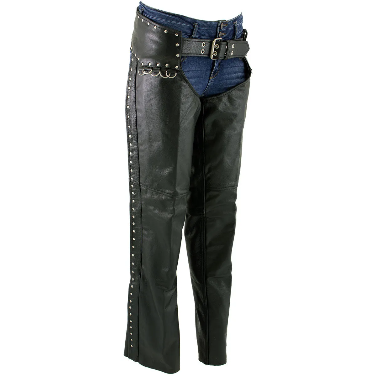 Xelement XS7590 Women's 'Riveted' Classic Black Leather Motorcycle