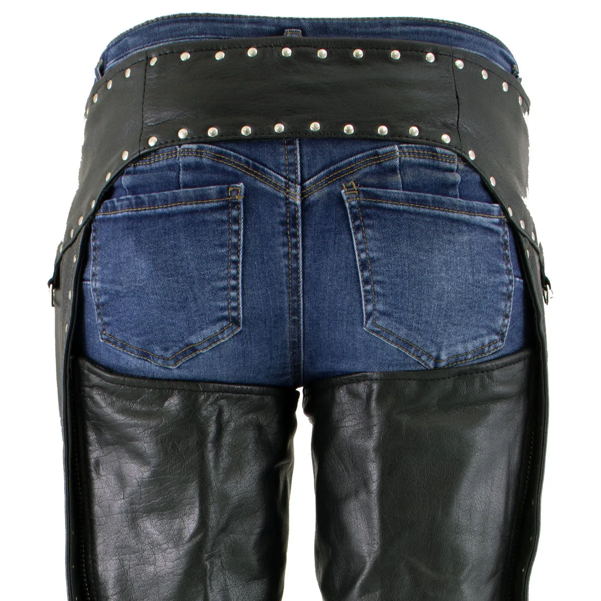 Xelement XS7590 Women's 'Riveted' Classic Black Leather Motorcycle